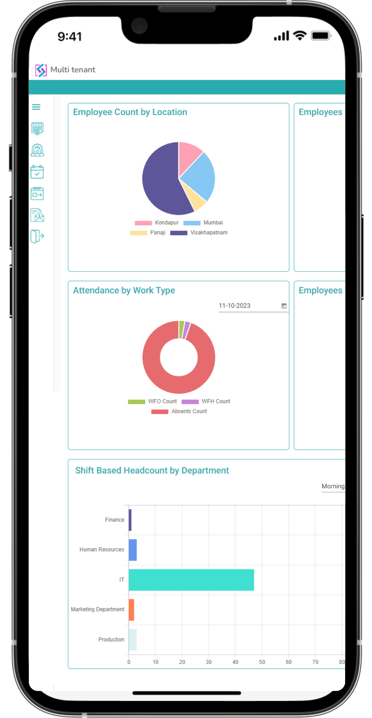 Attendance, Payroll and HR Solution software mobile view